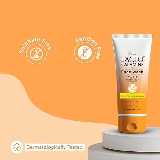 Lacto Calamine Vitamin C Face Wash | Pack of 1 x 100ml | Aloe Vera & Niacinamide Face Wash for Glowing Skin | Facewash that Exfoliates Skin & Reduces Pigmentation | No Parabens, No Sulphates - Image 4