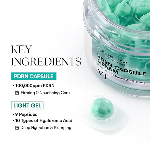 VT COSMETICS PDRN Capsule Cream 100, Hydrating Face Moisturizer with 100,000ppm PDRN, Hyaluronic Acid, 9 Peptides, Firming & Plumping Nourishing Cream, Korean Skin Care (1.69 fl. oz.) - Image 3
