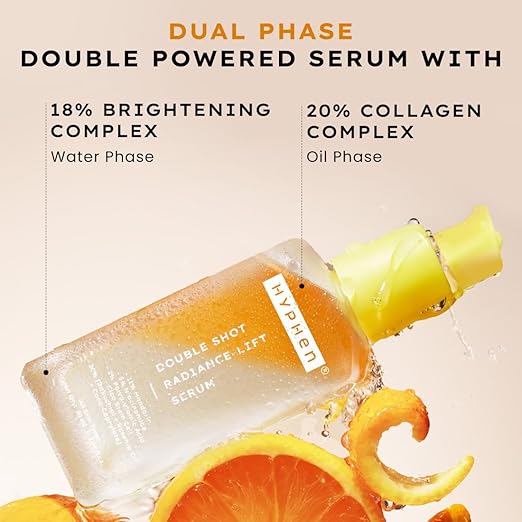 Hyphen 18% Brightening + 20% Collagen Face Serum | Double Serum with 11% Mandarin 5% Niacinamide 2% PGA & Bakuchiol | Brightening & Collagen Boost | Dark Spots & Melanin Reduction | All Skin Type-50ml - Image 2