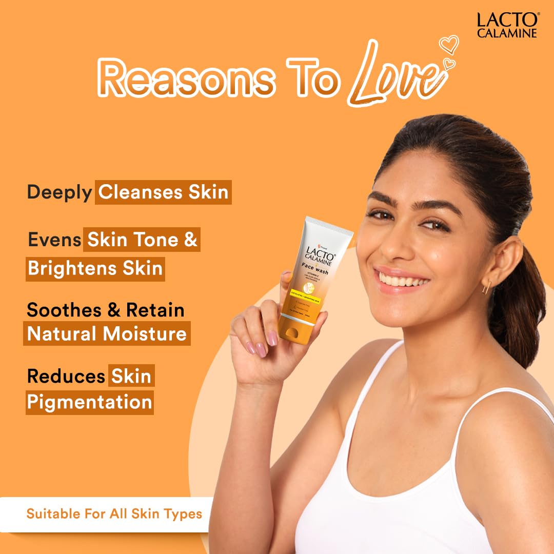 Lacto Calamine Vitamin C Face Wash | Pack of 1 x 100ml | Aloe Vera & Niacinamide Face Wash for Glowing Skin | Facewash that Exfoliates Skin & Reduces Pigmentation | No Parabens, No Sulphates - Image 2