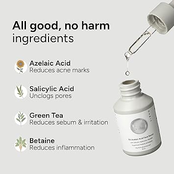 Gabit 5% Azelaic Acid Face Serum For Acne, Blackheads, Open Pores & Spots| Salicylic (1%),Hyaluronic,Green Tea,Prebiotic,Probiotic|For Oily,Acne Prone Skin|Oil & Fragrance free|For Women & Men,30 ml - Image 3