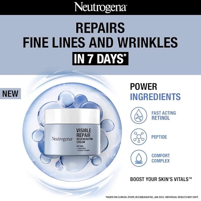 Neutrogena Visible Repair Retinol Day & Night Cream: Boosts Collagen for Anti-Ageing, Wrinkles, Fine Lines 50g - Image 3