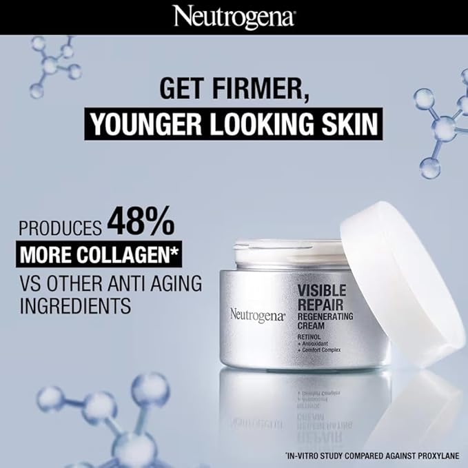 Neutrogena Visible Repair Retinol Day & Night Cream: Boosts Collagen for Anti-Ageing, Wrinkles, Fine Lines 50g - Image 5