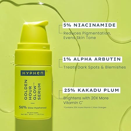 Hyphen Brightening 5% Niacinamide, 1% Alpha Arbutin Face Serum | With 25% Kakadu Plum -20X More Vitamin C Serum for Glowing Skin | 56% Glow Actives for Dark Spots & Pigmentation | All Skin Types -30ml - Image 3
